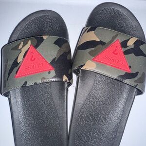 Guess Camouflage Slides with Red Logo